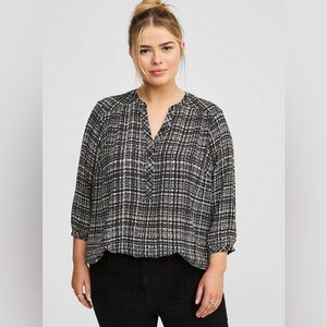 Torrid Black and White Checkered Harper Blouse